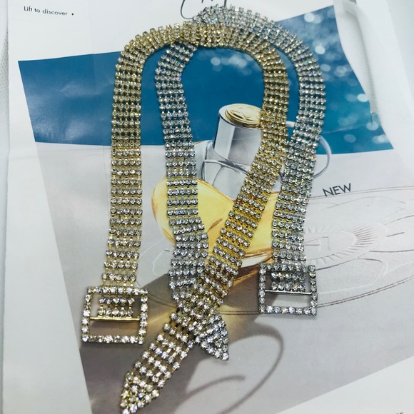 Gold Silver Rhinestone Choker - Picture 2 of 6